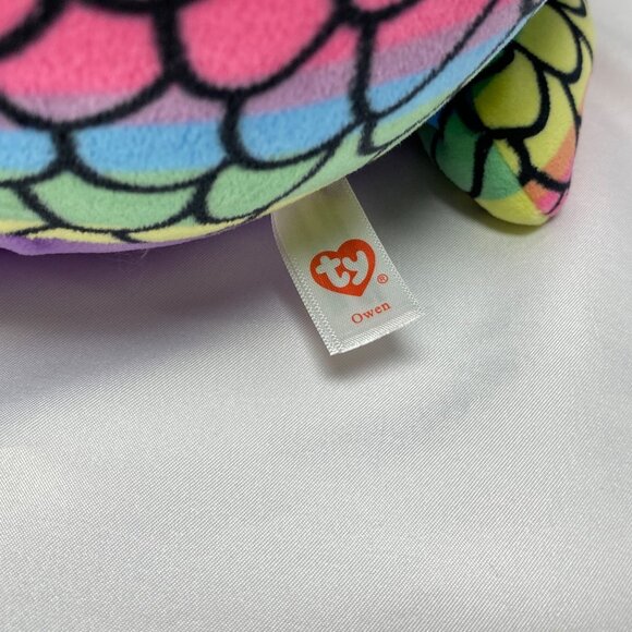 Ty Squish-A-Boos Owen Owl Plush 10" Rainbow Scales Toy - Picture 9 of 12